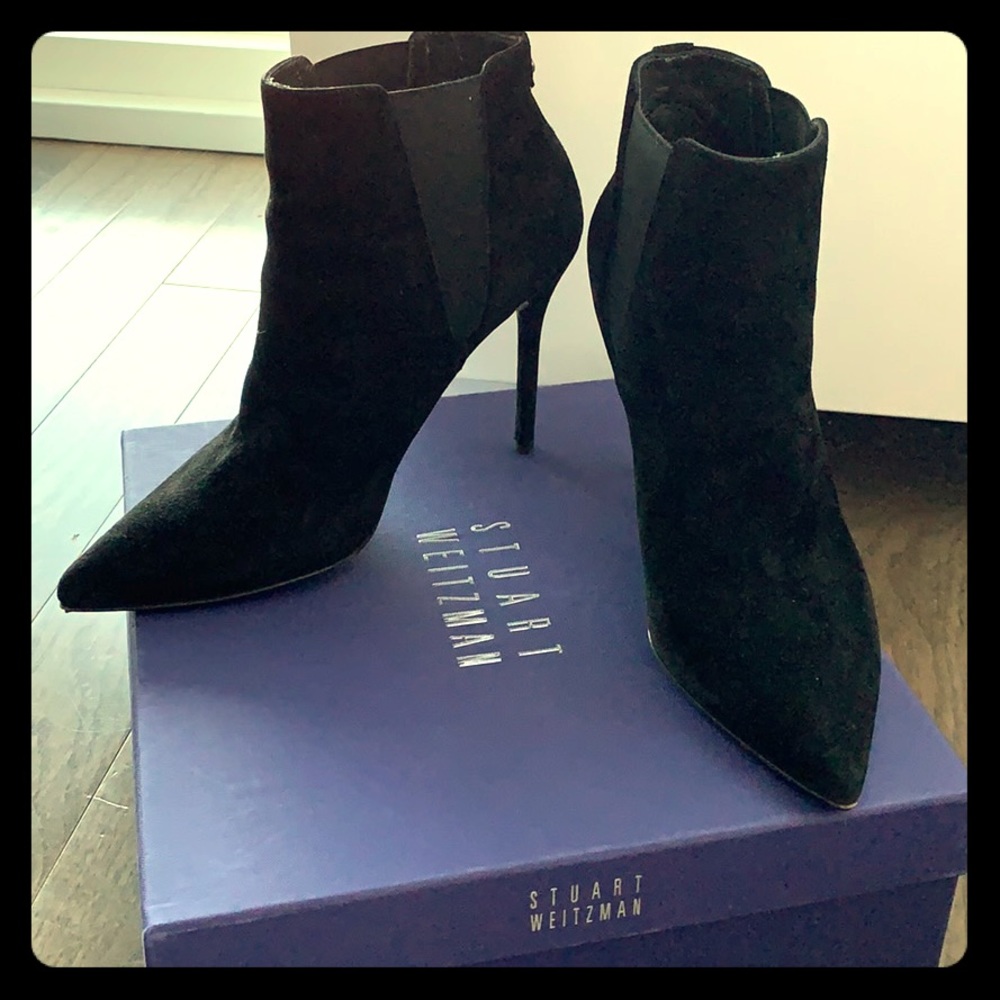 Stuart Weitzman Black Suede “Apogee” Booties